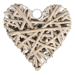 Coeur de saule balayé blanc, 10cm ø, à suspendre
