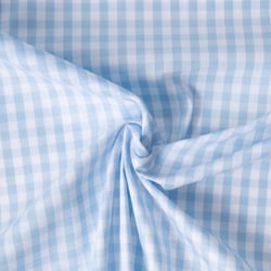 Tissu Rayures Laury Petits carreaux 5 mm Bleu ciel