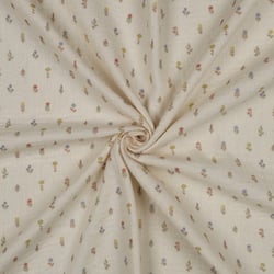Tissu Double gaze de Coton Bio Nadia petites fleurs multicolore sur fond Naturel