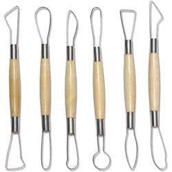 Mirettes - Accessoires pour poterie et sculpture - 6 pièces - Manche en bois