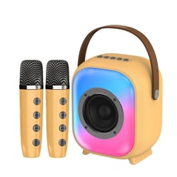 Enceinte Bluetooth Portable Blanche Avec Effets Lumineux Pour Karaoké Marron YONIS