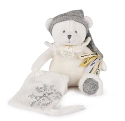 Doudou 25 ans - Ours blanc pantin attache sucette - Doudou et Compagnie