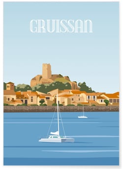 Affiche ville Gruissan | A3 : 29,7x42cm