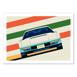 Affiche 30x40 cm - Angeled white sports car - Bo Lundberg