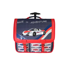 Cartable à roulettes 41 cm - Phileas Voiture - Bleu et rouge - Garçon, 2 compartiments