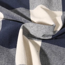 Toile de Coton  Big Celestin Indigo sur fond Blanc cassé - Au mètre