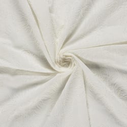 Tissu Coton brodé Adriana grandes fleurs sur fond Ecru