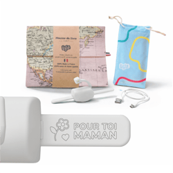 Pack Lampe + câble + pochette microfibre + housse livre - Blanc - Message Pour Toi Maman - Lizia