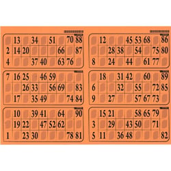 Plaque de 6 grilles de loto rigide 1mm orange - cartons loto - lotoquine