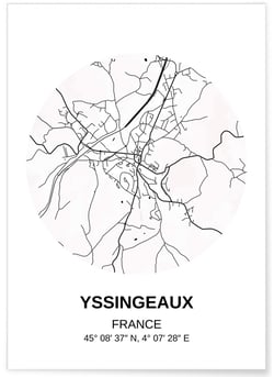 Affiche Carte Yssingeaux | A3 : 29,7x42cm