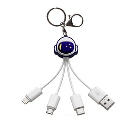 YELLO KOKO Câble USB 4 en 1 2.1A avec Porte-Clés Astronaute Fast Charge 10.5W Blanc