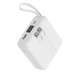 Akashi PowerBank 10000mAh 22.5W USB-C / USB-A avec Câble USB-C / Lightning Intégrés Blanc