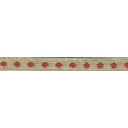 Bobine 25m galon marron Pois Rose en lin 11mm