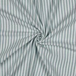Tissu Double gaze de Coton fil teint Rayures Sauge sur fond Blanc cassé
