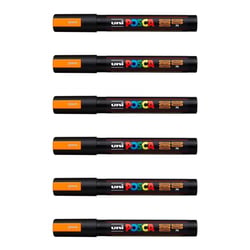 Lot de 6 marqueurs peinture pointe conique moyenne - POSCA - Orange Fluo