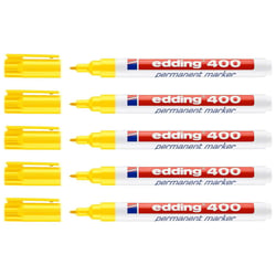 Lot de 5 marqueurs permanents pointe fine 1 mm - EDDING - Jaune - 400