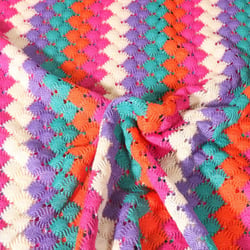 Tissu Crochet ajouré rayé Multicolore