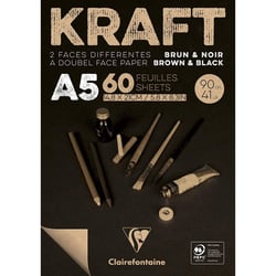 Bloc Kraft Noir A5 - 60 Feuilles - 90G - Clairefontaine