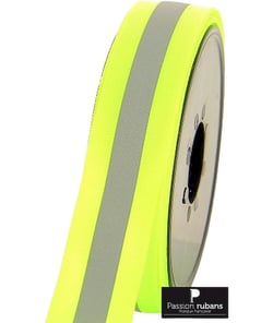 Ruban Gros Grain Réfléchissant Jaune 25 mm - Vendu par 50 cm 204 Jaune