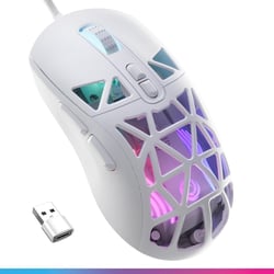 Souris gaming filaire Oniverse - 12 800 DPI, 1 000 Hz - 7 boutons programmables - Kryo White