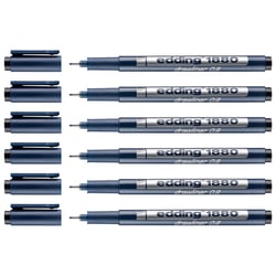 Lot de 6 feutres fins de précision pointe calibrée 0,8 mm - EDDING - Noir