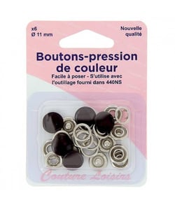 Boutons pression 11 mm couleur noir x6 - Distrifil Bk Noir