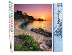 Peinture par Numéro Figured'Art - Plage au crépuscule - Kit de Loisir Créatif DIY Numéro d'Art Complet - 40x50cm sans châssis en bois