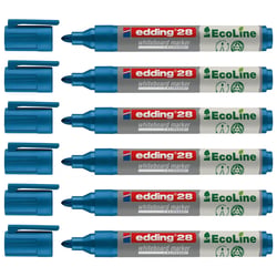 Lot de 6 marqueurs pour tableaux blancs - EDDING - Pointe ronde 1,5-3 mm - Bleu - Ecoline