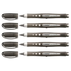 Lot de 5 Rollers STABILO WORKER+ Colorful Encre Liquide 100% Grip Tracé 0,5 mm noir