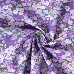 Tissu Popeline de Coton légère imprimé Rétro sur fond Violet