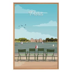 Tableau mural encadré illustration jardin du Luxembourg Paris 65x97 cm
