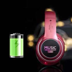 Casque Audio Bluetooth 5.0 Sans Fil LED Avec Micro Et Radio FM Noir Rouge YONIS