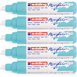 Lot de 5 marqueurs peinture acrylique permanent pointe large 5-10 mm - EDDING - Bleu pastel - 5000