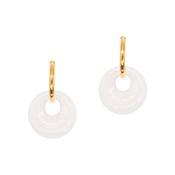 Boucles d'oreilles Blima en pierres Jade blanc - Sloya