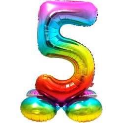 Ballon Géant Rainbow Chiffre 5 avec base (81 cm)