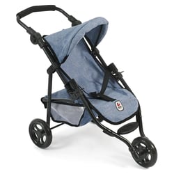 Petite poussette de jogging LOLA bleu jean pour poupée