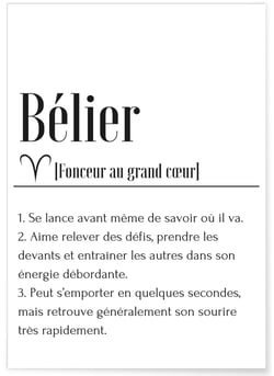 Affiche Définition Bélier | A3 : 29,7x42cm