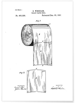 Affiche Brevet papier toilette | A3 : 29,7x42cm- Imagerie Murale ...