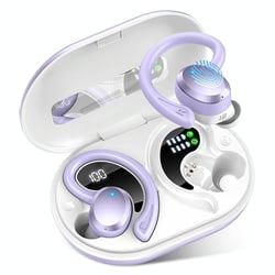 Écouteurs Bluetooth Sans Fil LED Affichage Digital Longue Autonomie Blanc Violet 2 YONIS