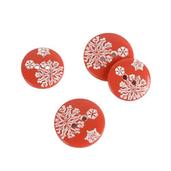 Lot de 3 boutons 2 trous flocons rouge