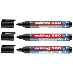 Lot de 3 marqueurs tableau blanc effaçables - EDDING - Pointe 1,5-3 mm - Noir