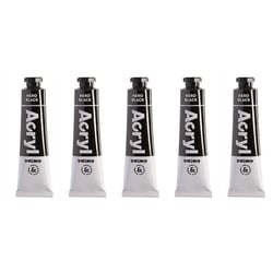 Lot de 5 Tubes Aluminium 18ml Peinture Acrylique Noir 800 PRIMO