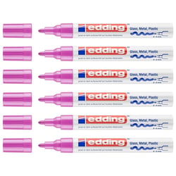 Lot de 6 marqueurs peinture brillante - EDDING - Rose - Pointe ronde 2-4 mm