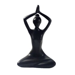 Statuette en Porcelaine Posture du Lotus Anjali Mudra Noir mat 20 cm - Omsaé