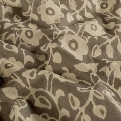 Tissu  Voile de Coton Batik Fleurs Kencana sur fond Taupe