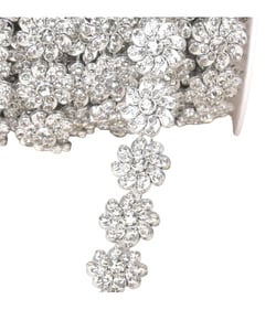 Galon fleurs 17mm 17mm argent au mètre