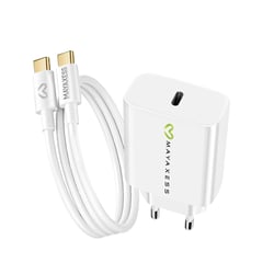 Mayaxess Chargeur Secteur pour Galaxy A34 20W + Câble USB-C 1m Blanc
