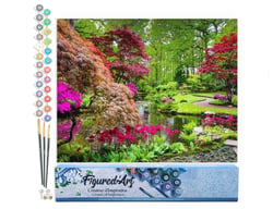 Peinture par Numéro Figured'Art - Parc fleuri - Kit de Loisir Créatif DIY Numéro d'Art Complet - 40x50cm sans châssis en bois