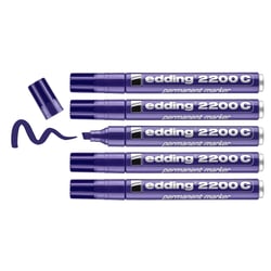 Lot de 5 marqueurs permanents - EDDING - 2200 C - Pointe biseautée - Violet - 1-5 mm