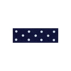 Disquette 25m ruban double face à pois marine 15mm